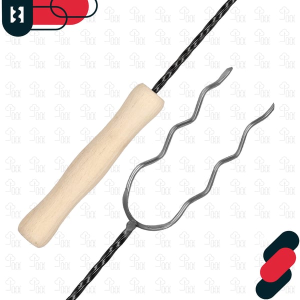 Kotarbau® Grillihaarukat, Kaksipiikkinen grillihaarukka nuotiolle, Aaltoileva makkaratikku, 100 CM, 5 kpl + ripustin