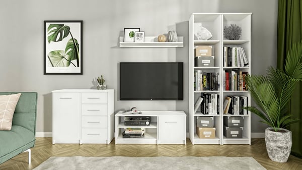 TV-bord Bodo 1D 100 hvid kommode med hylder