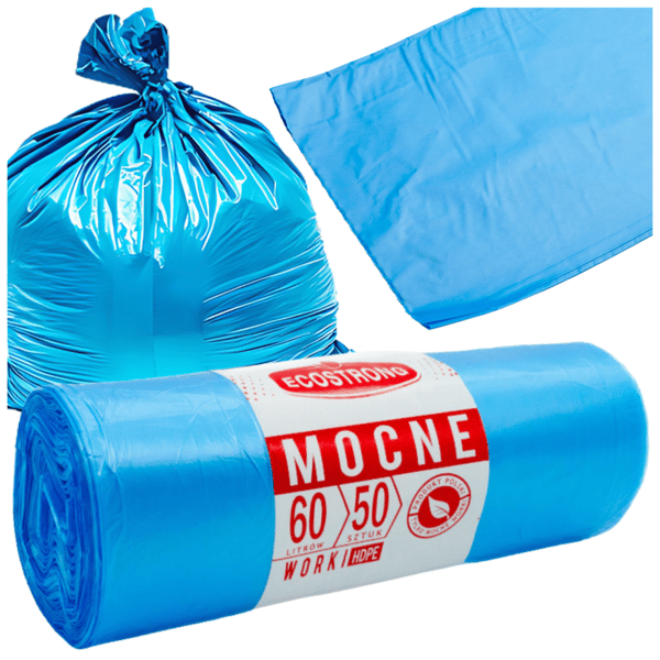 Affaldsposer 60l blå HDPE 50 stk.
