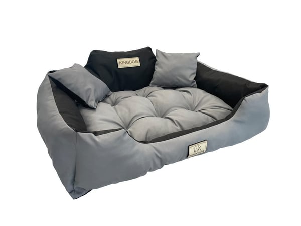 Hundeseng kennel KINGDOG 75x65 cm personaliseret vandtæt mørkegrå