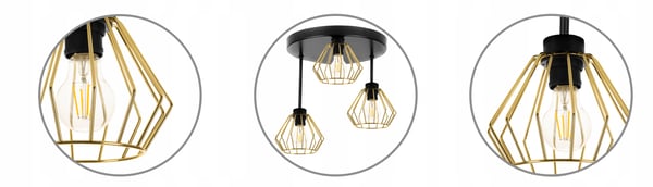 Lofthængende lampe med guld lysekrone i loftet Druciak