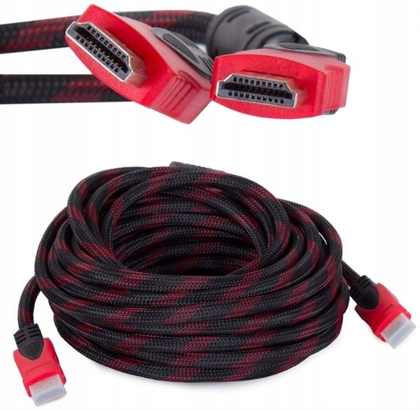 HDMI-KAAPELI - HDMI 10M PUNOTTU KAAPELI 2.0 3D UHD 4K FULL HD KUPARI 48-BITTI