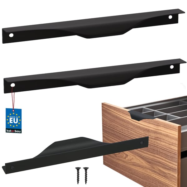 Kotarbau Modern Edge møbelgreb aluminium mat sort 192/212 mm 2 stk