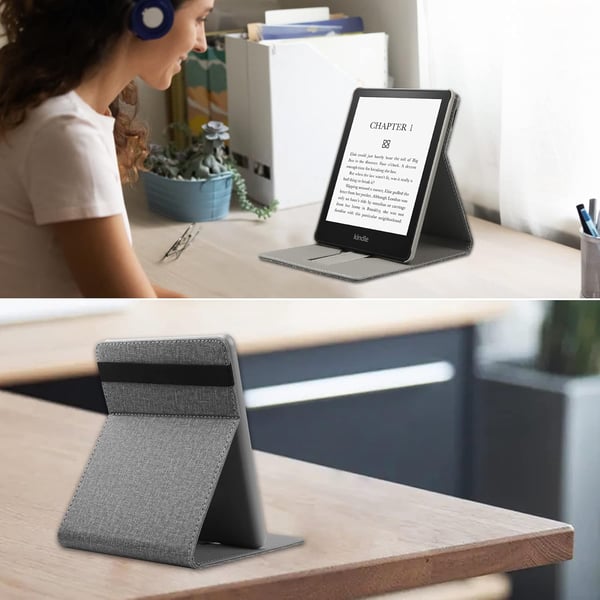 Kindle Paperwhite 5 / 5 SE 6.8" 2021 pystysuuntainen harmaa e-kirjanlukulaite -kotelo