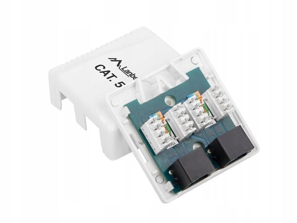 Lanberg OS5-0002-W kat.5E skærmet overflademonteret stikkontakt 2X RJ45