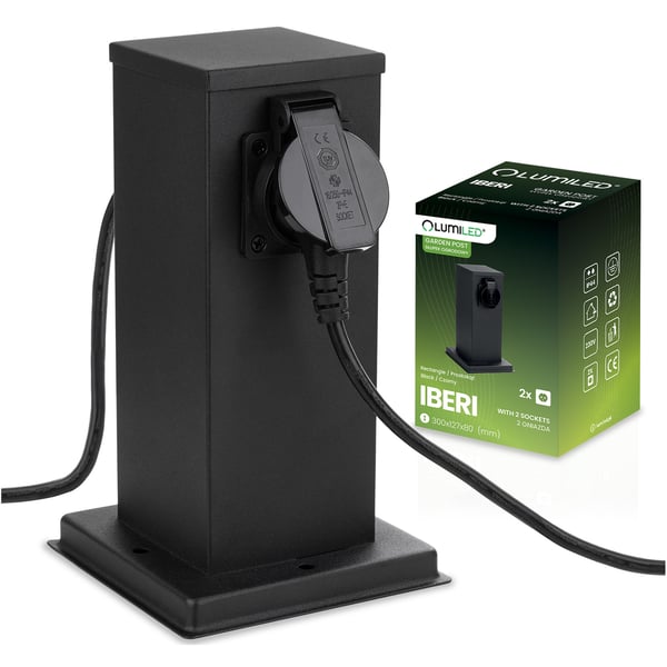Trädgårdsslinga IBERI utomhus stående 230V 22cm 2x vägguttag LUMILED