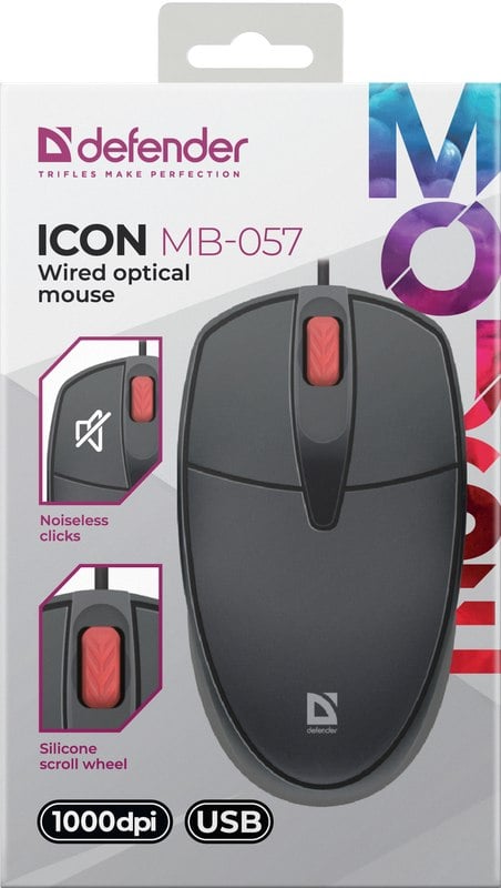 Defender icon MB-057 1000 dpi:n äänetön langallinen hiiri, jossa ei napsautusta
