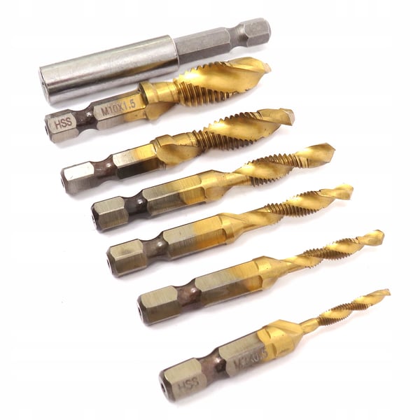 HSS M3-M10 gevindboringer med 1/4" chuck 7 stk.