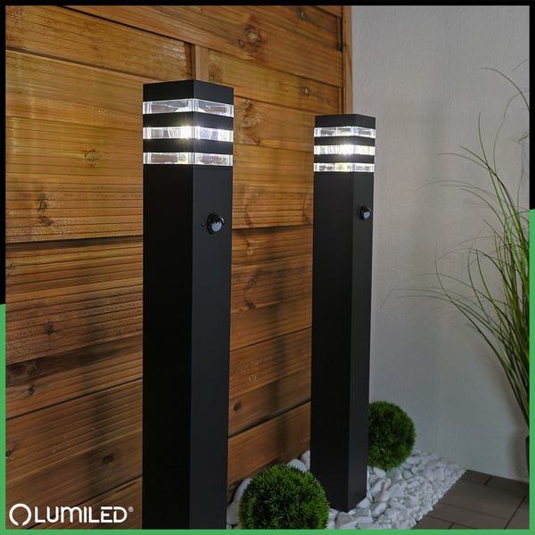 Havelampe udendørs stående stolpe E27 LED bevægelsessensor TAXUS 2 80cm LUMILED