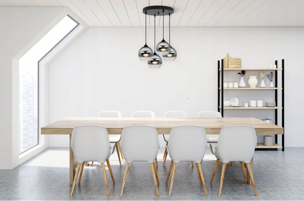 ELEGANT HÆNGELAMPE, GLASLAMPE, KROM LED