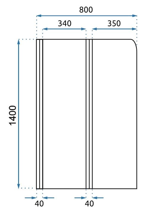 Rea 2-delt badekarsskærm 800x1400 Agat krom
