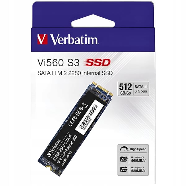 Verbatim Vi560 S3 512 GB M.2 2280 SATA intern SSD-enhet