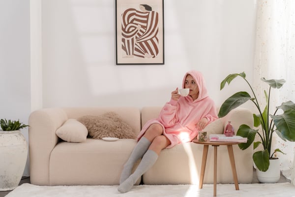 Tæppe sweatshirt blødt tykt tæppe oversize hættetrøje 2i1 praktisk gave
