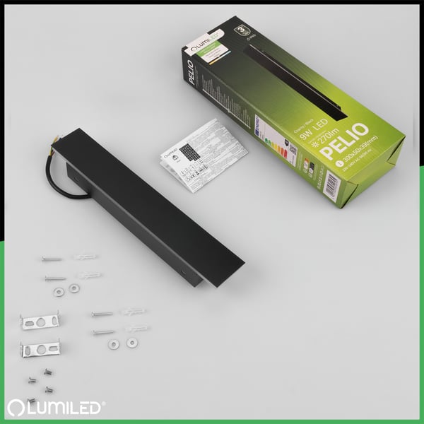 PELIO LED-havelampe til overflademontering, væglampe, 9W, 4000K, IP65, LUMILED