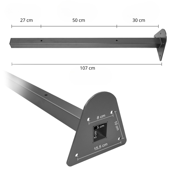 Jatkokeinurunko keinukahva koukut metallitanko grafiitti