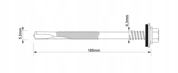 GTR12 SP A19 skruer 5,5/6,3x185mm RAL 8017