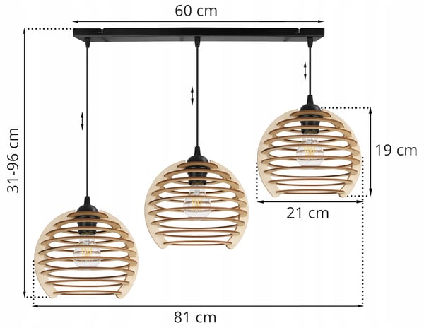 Hængende lampe, loftslysekrone, træ, LED lampeskærm