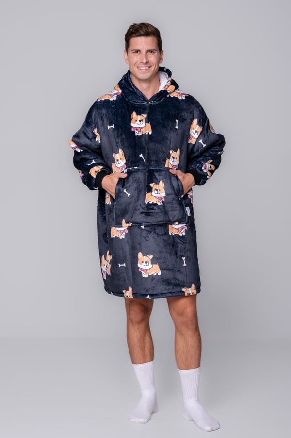 CORG filttröja stor storlek varm tjock 2in1 XXL svart lurvig