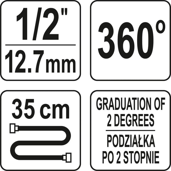 VINDELMÅLE MED MAGNETISK HOLDER TIL 1/2'' MOMENTNØGLE - YT-05934