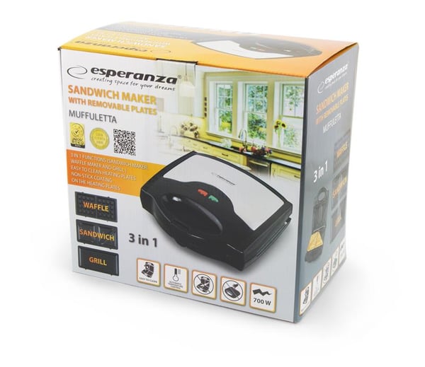 Esperanza muffuletta EKT005 Universal 3-i-1 Brödrost