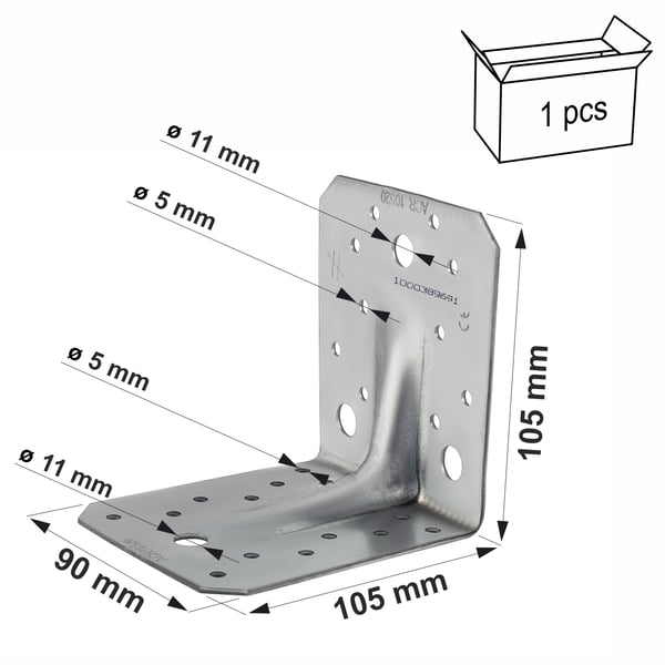 ABR10525 Stark vahvistettu kulmatuenta 105x105x90x2,5 mm