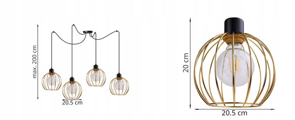 Lofthængende lampe med lysekrone i gylden edderkop-stil