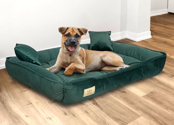 Hundkoja 100x75 cm velour mörkgrön