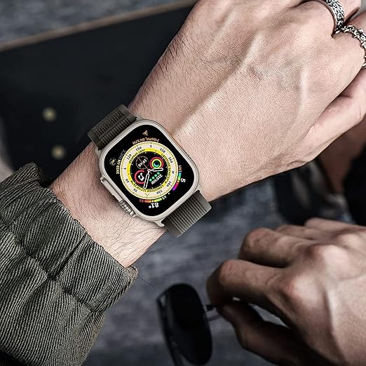 Apple Watch -ranneke 1/2/3/4/5/6/7/8/9/10/SE 42/44/45 musta-harmaa