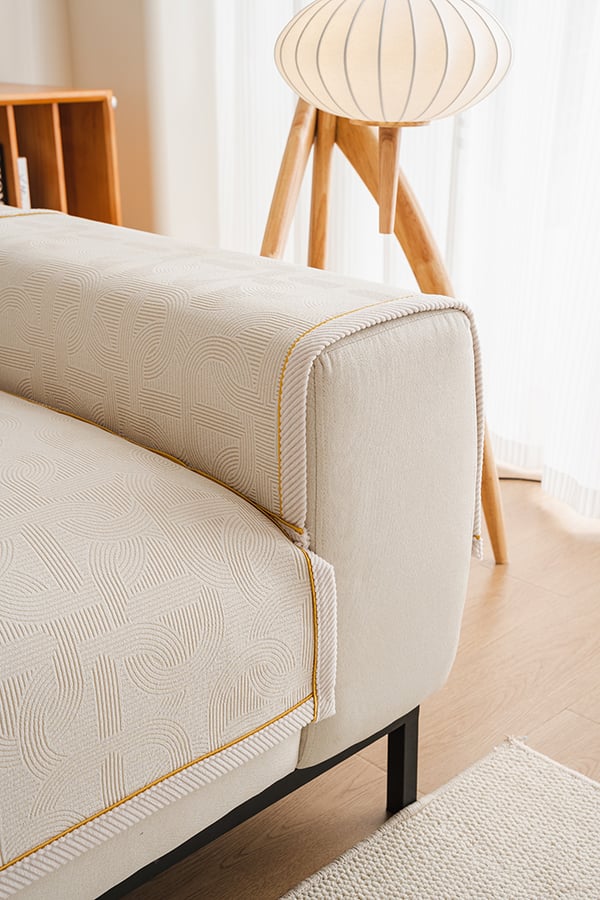 Matto, päiväpeite, päällinen sohvalle, 90x70 cm, kermanvärinen, kultaiset reunukset