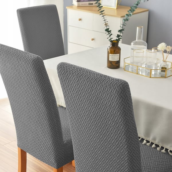 Grått elastiskt jacquard-stolskydd