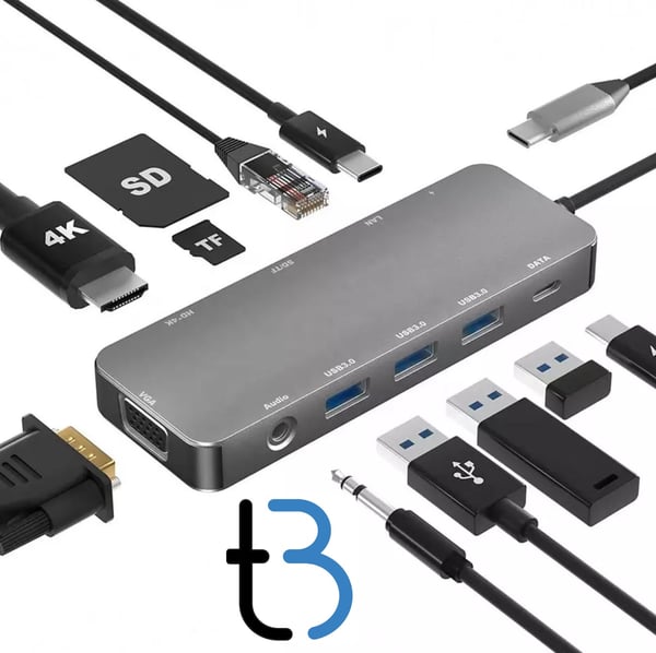 Hub USB-C HDMI 4k VGA PD 100W LAN Gigabit Jack