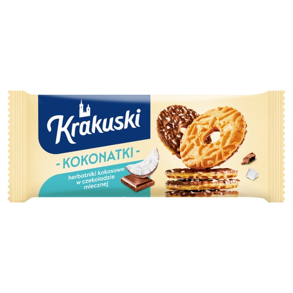 Krakuski Kokonatki kokosordinærkager i mælkechokolade 174 g