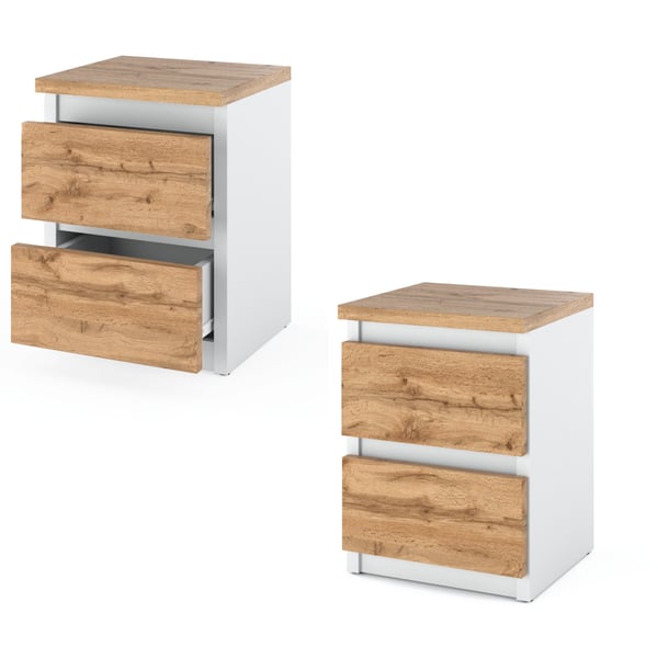 Sengebord Hvid Eg Wotan 30 CM 2S Sengebord Soveværelsesmøbel