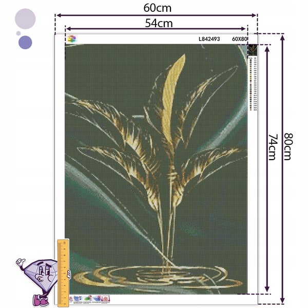 Ob_XL_45 diamantmaling 60x80 cm natur bladguld