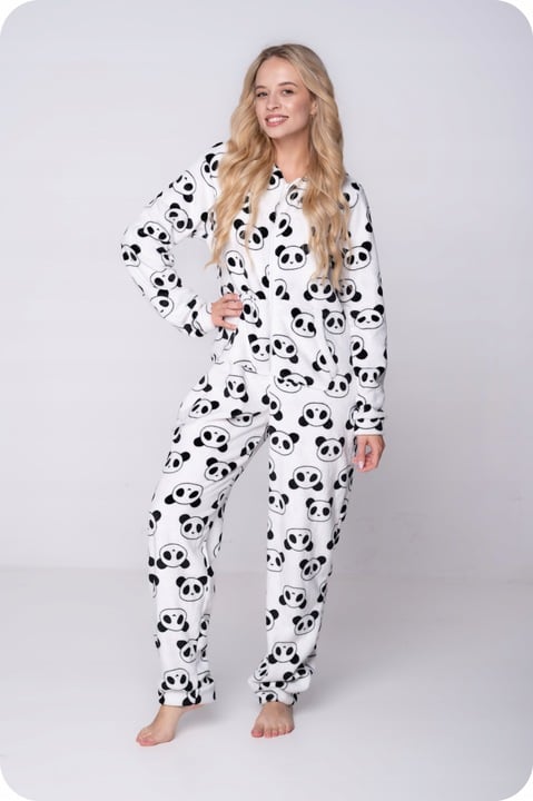 Kigurumi jumpsuit pyjama vit panda onesie kostym