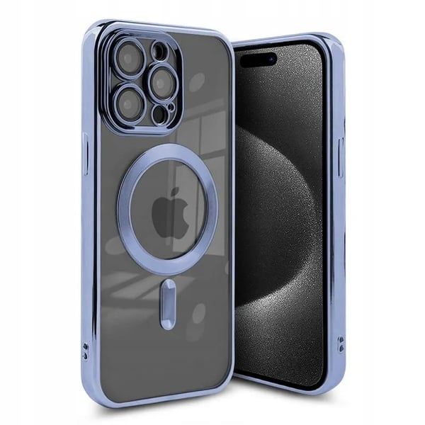 FODRAL TILL iPhone 15 PRO MAGSAFE FÖRSTÄRKT BLÅTT FODRAL + GLAS