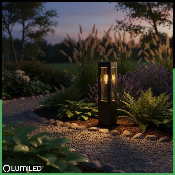 Udendørs havelampe aluminium sort E27 IP44 armatur POST 50cm TILIA LUMILED
