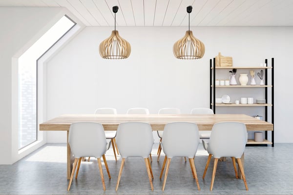 MODERN LED-TAKLAMPA I TRÄ