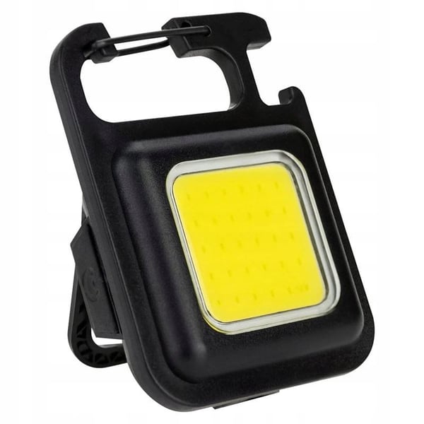 Ficklampa nyckelring LED mini USB uppladdningsbar svart med flasköppnare