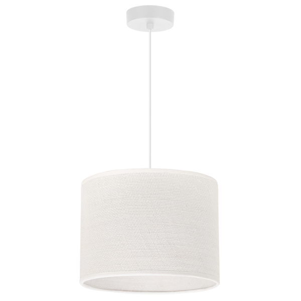 HVID JUTE HÆNGELAMPE 1 FLAD HVID LAMPESKÆRM 20CM E27
