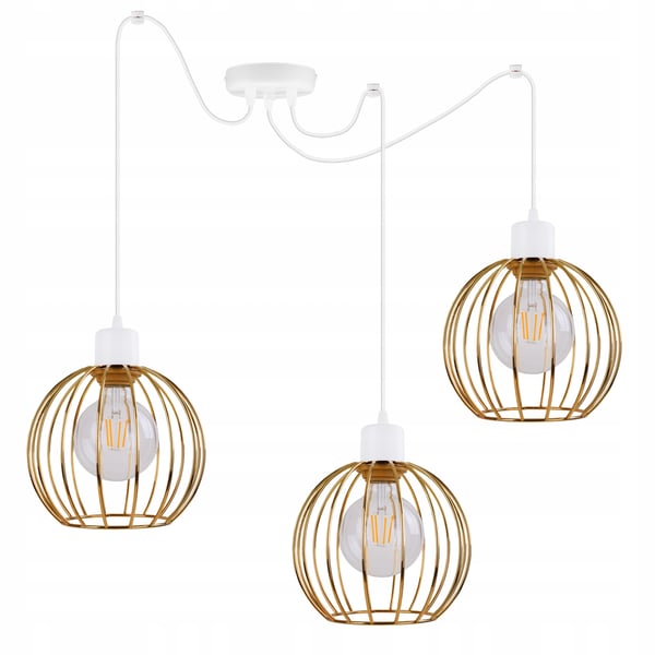 Lofthængende lampe med lysekrone i gylden edderkop-stil