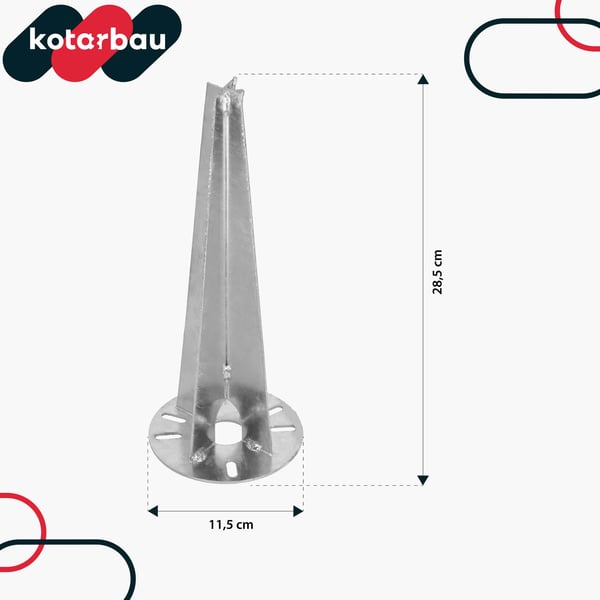 Kotarbau® Puutarhavalaisimen Jalusta, Maahan Rei'itetty, Pyöreä Ankkurikiinnike, 115 mm, 4 kpl:n Setti