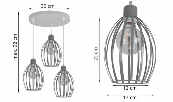 LOFTTAKLAMPA METALL E27 LED