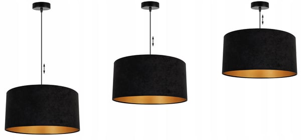 HÆNGENDE LAMPE LOFTSKRONE GYLDEN FLØJLSSKÆRM