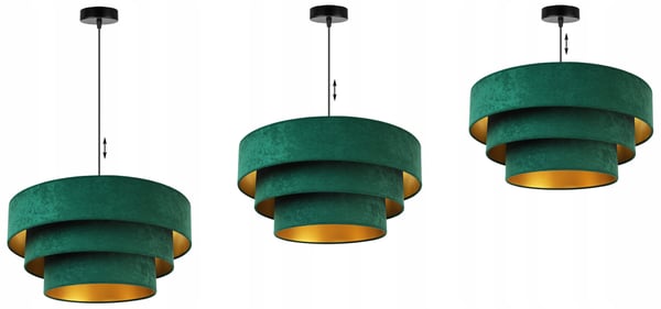 HÆNGENDE LAMPE LOFTSKRONE GYLDEN FLØJLSSKÆRM