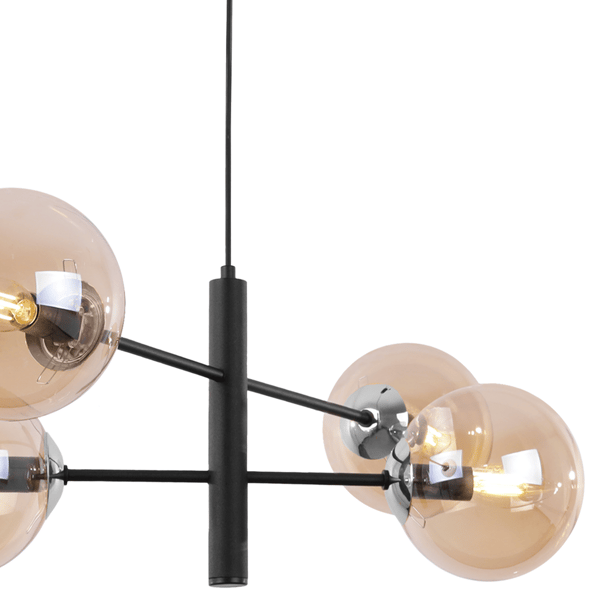 VICENZA HÆNGELAMPE SORT KROM 4 FLAD HONNINGLAMPE E14
