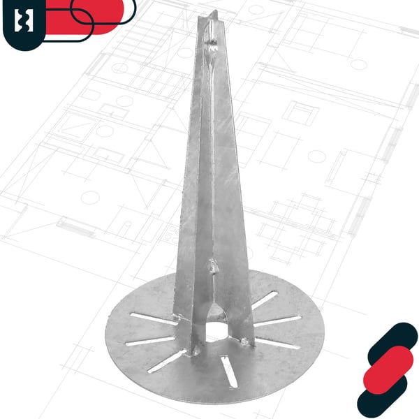 Havelampebase, jordstanset, rundt ankerbeslag, 190 mm