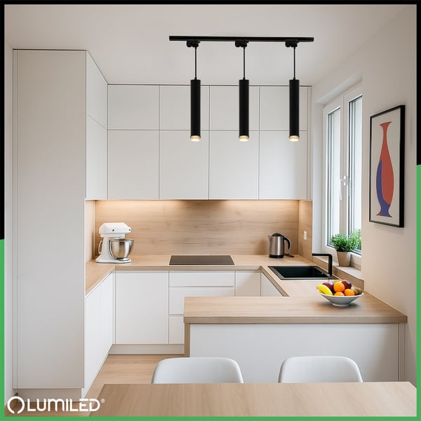 Hänglampa taklampa hängande 29cm reflektor GU10 LED ELIGIS svart LUMILED