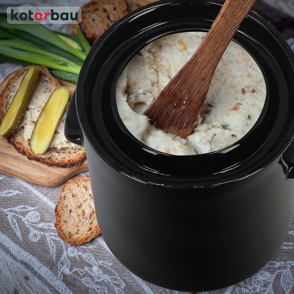 Kotarbau® Hermeettinen kivitavaratynnyri kannella kaalin ja kurkun säilömiseen 10 l eebenpuuta