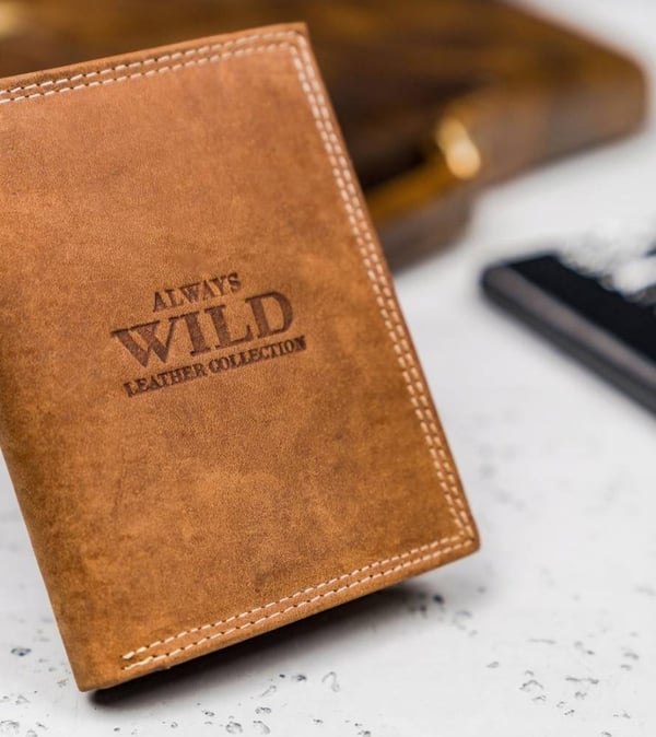 Herrplånbok i läder med externt betalningsfack - Always Wild
